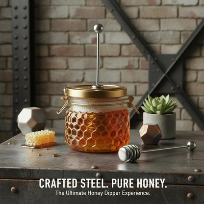 NiceGo Honey Dipper. Premium 304 Stainless Steel Honey Dipper Set, 6.3 Inch Kitchen Stirrer, 2 Pack Deep-Groove Honeycomb Sticks for Syrup, Molasses, and Sauces, Dishwasher Safe. 2 PCS in One Box.