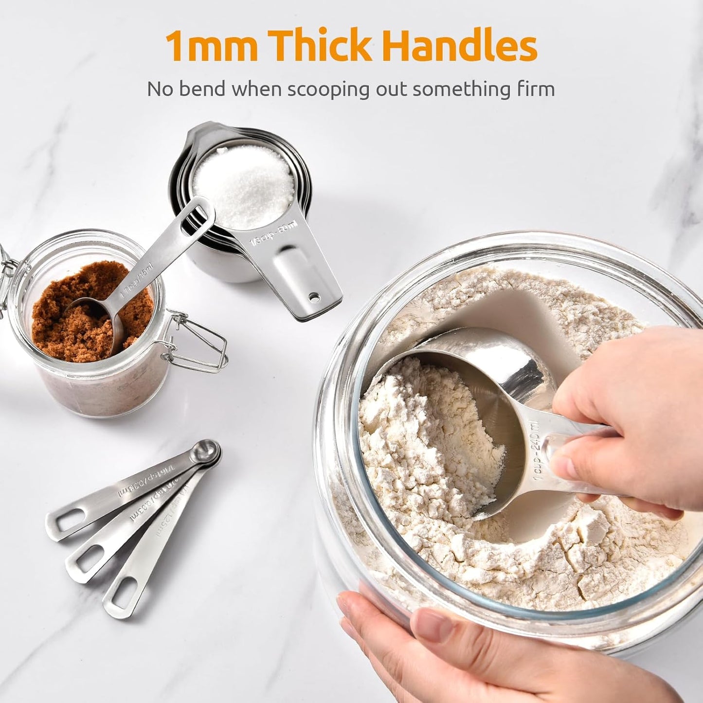 Measuring Cups, U-Taste Magnetic Measuring Cups and Spoons Set of 13 in 18/8 Stainless Steel: 7 Measuring Cups and 5 Measuring Spoons with 1 Professional Magnetic Measurement Conversion Chart