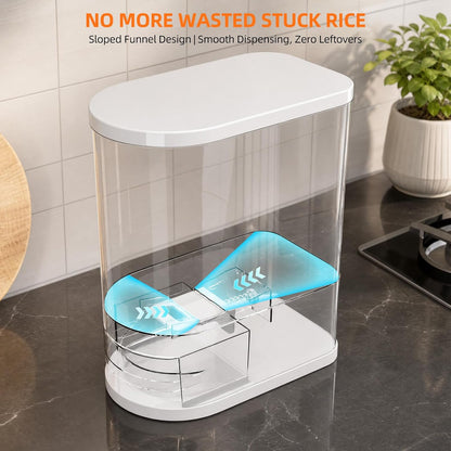 Rice Dispenser 22 Lbs(10kg), Rice Holder Storage Container with Measuring Cup, Clear Cereal Dry Food Grain Dispenser for Kitchen Pantry Household Organization, BPA Free