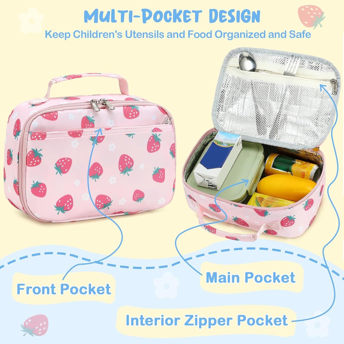 CAMTOP Kids Lunch Box Boys Girls Insulated Lunch Cooler Bag Reusable Lunch Tote Kit for School Travel (094 Tie Dye)