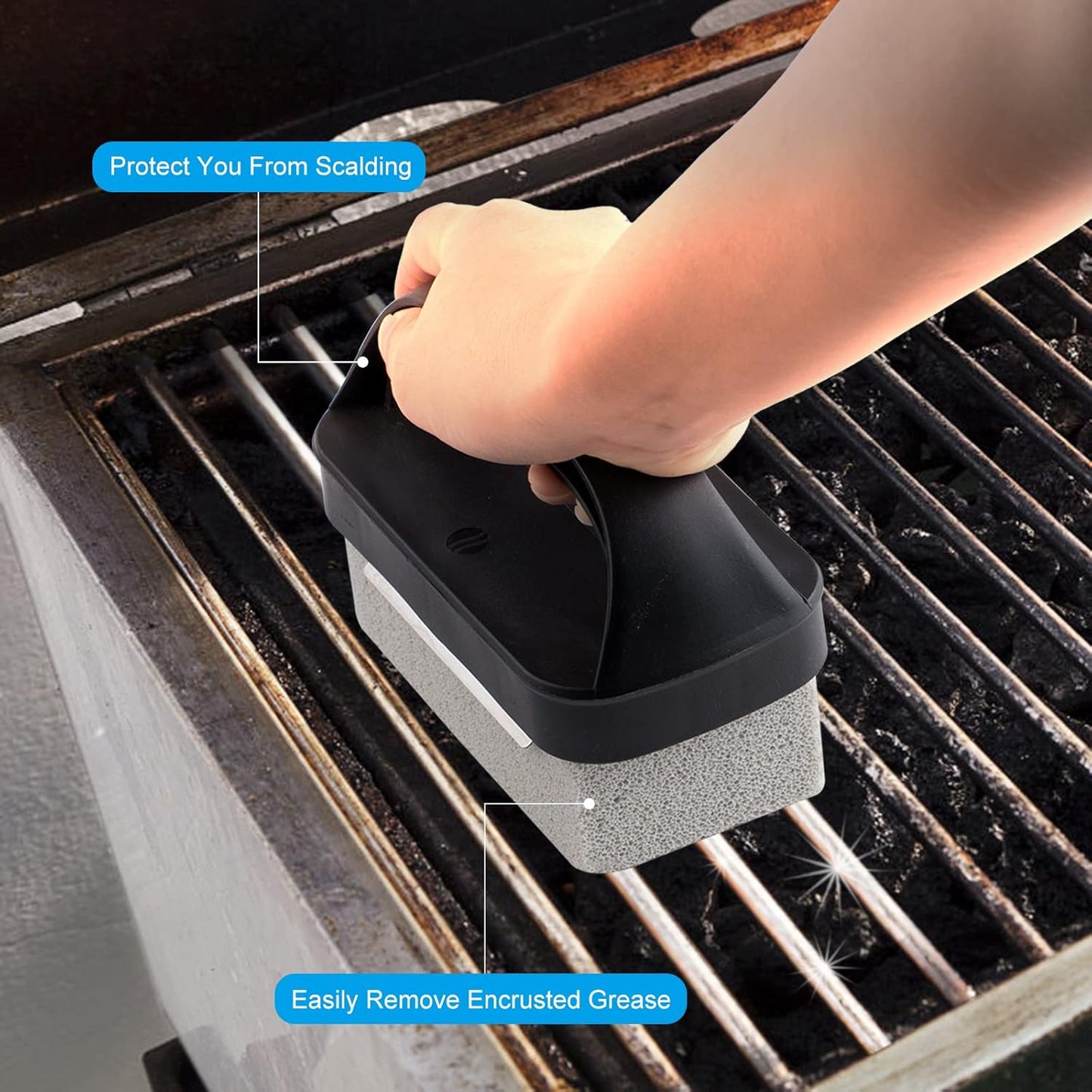 Blackstone Griddle Cleaning kit 16 Pcs, Heavy Duty Grill Cleaning Stone Bricks with Handle,Griddle Scrubber Scouring Pads with Handle and 6" Grill Scraper,Griddle Cleaner Brush Set for Flat Top
