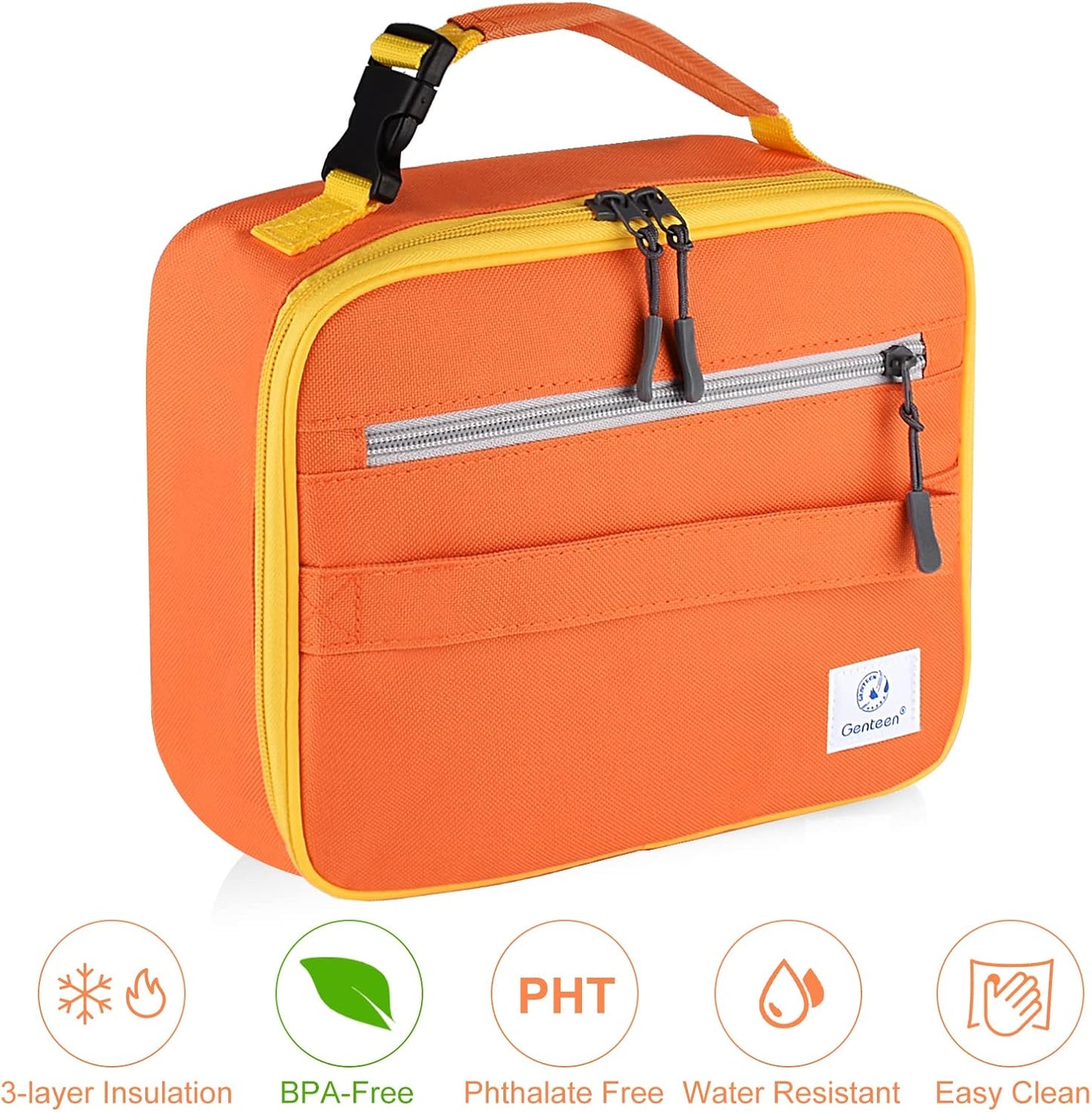 Genteen Lunch Box Kids, Insulated Lunch Bag Kids Boys Girls Back to School, Soft Lunch Box for Men Reusable Lunchbox for Office,Outdoor,School (Black)