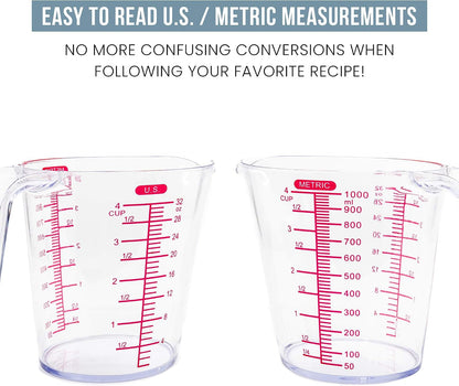 Chef Pomodoro 3-Piece Liquid Meausuring Cups Set - Ml and Oz Measuring Cup