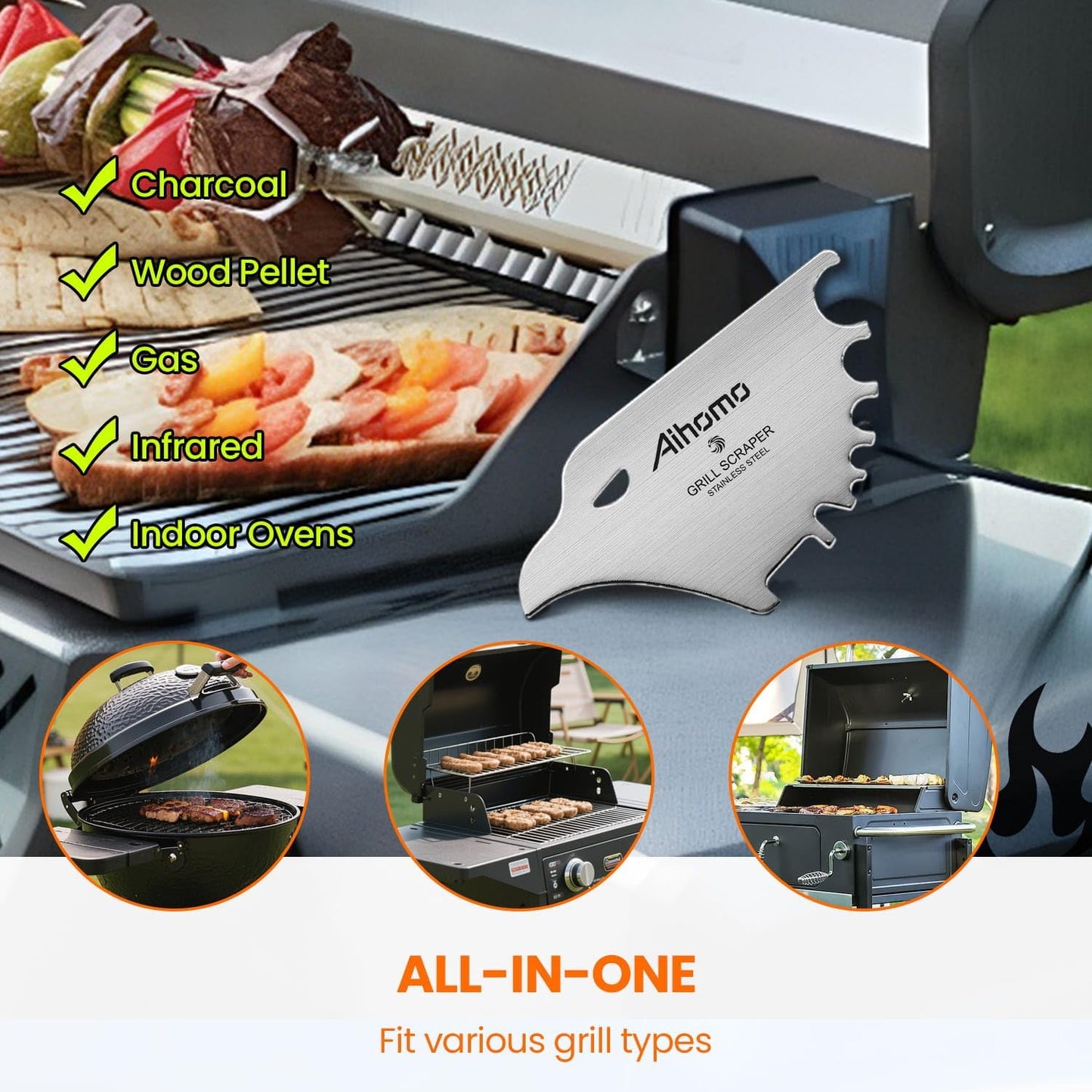 Eagle Grill Scraper Stocking Stuffers, Bristle-Free BBQ Scraper Kitchen Gadgets, Grill Cleaning Tool for Outdoor, Camping, White Elephant Gifts for Men