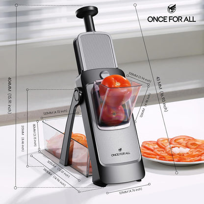 ONCE FOR ALL Upgrade Safe Mandoline Slicer Plus, Biger Size, Adjustable Vegetable Food Chopper Potato Fries Cutter, Detachable Blade, Kitchen Chopping Artifact, Gift (SkyBlue)