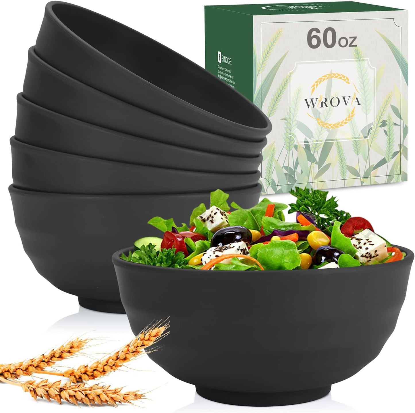 Wheat Straw Bowl Sets,8 PCS Unbreakable Cereal Bowl 26 OZ,Microwave and Dishwasher Safe Bowls,Bowl Sets for Camping and Picnic BPA Free Colorful Salad Bowls for Serving Soup,Oatmeal and Fruit Etc…