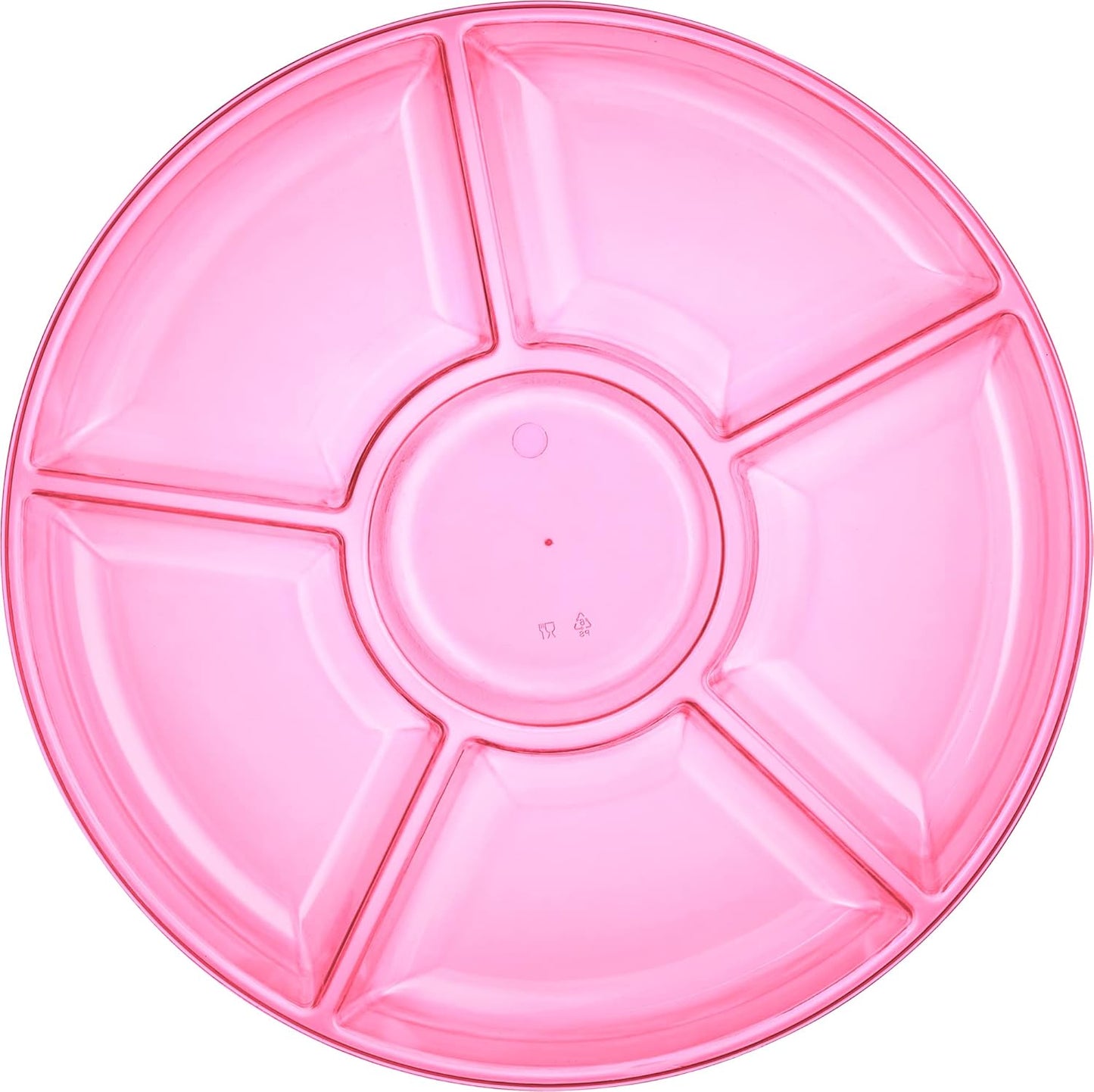 Plasticpro 6 Sectional Round Plastic Serving Tray/Platter (4, Clear)
