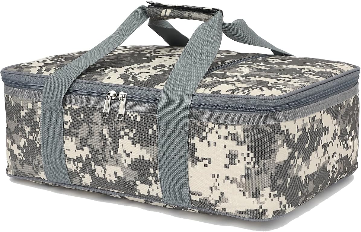 GYEUKHAM Insulated Casserole Carrier Bag - Large Portable Hot and Cold Food Storage Tote with Handles Thermal Bag for Parties, Picnics, Camping, Travel,Fits 9"x13" Baking Dish,Grey