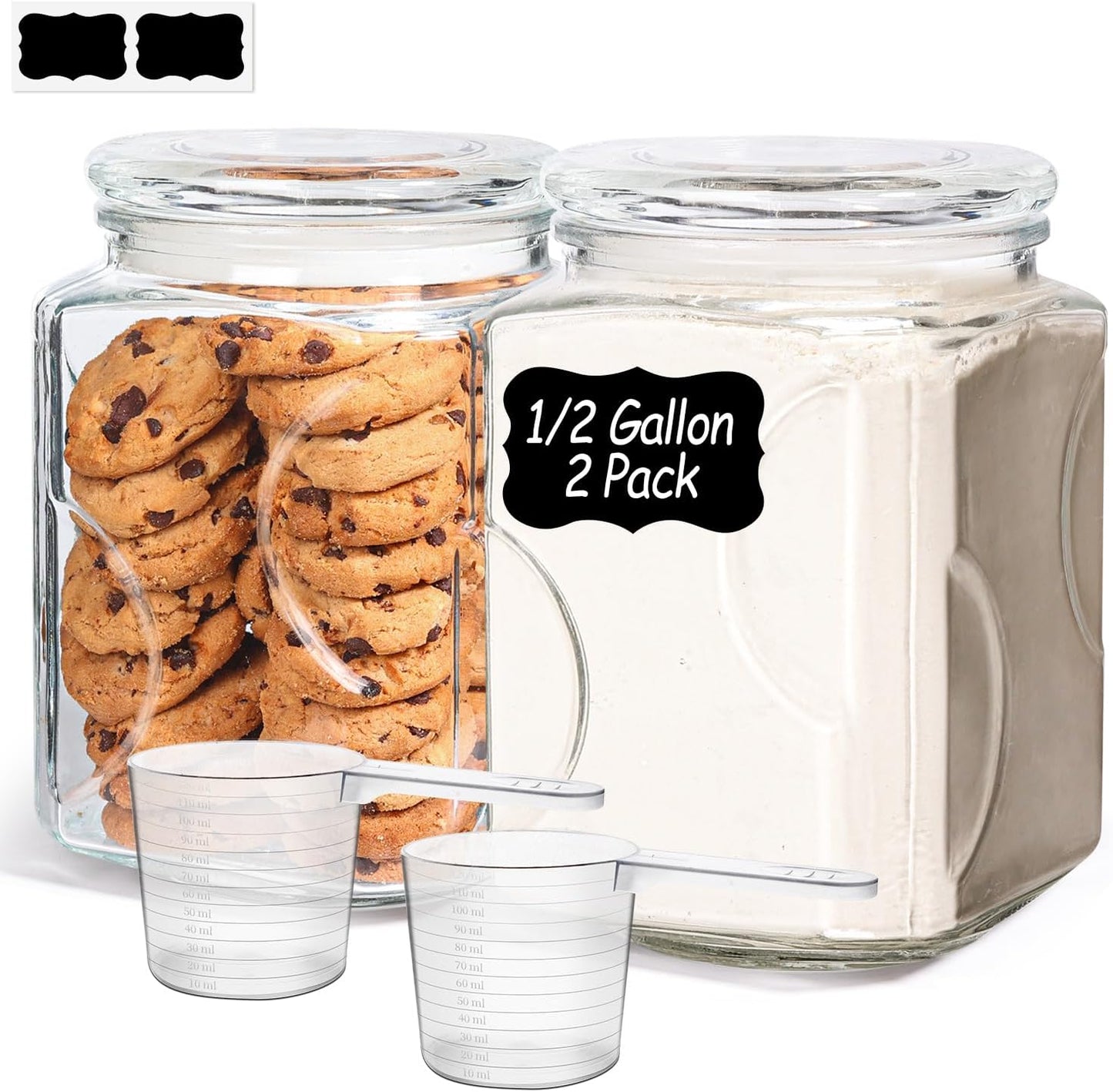 ComSaf Large Square Glass Pantry Jar with Lid 78 oz Wide Mouth | Flour sugar rice, Pasta cereal, Laundry detergent, Pantry organization, Large capacity, Cabinet organization, Dry goods
