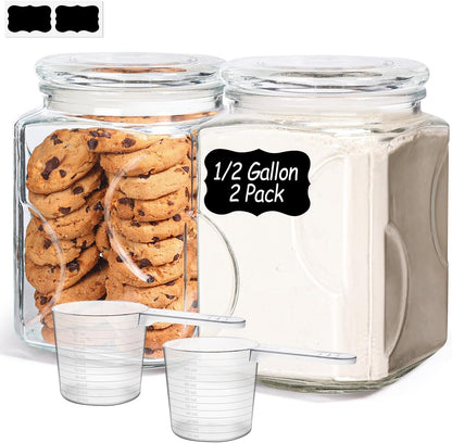 ComSaf Large Square Glass Pantry Jar with Lid 78 oz Wide Mouth | Flour sugar rice, Pasta cereal, Laundry detergent, Pantry organization, Large capacity, Cabinet organization, Dry goods