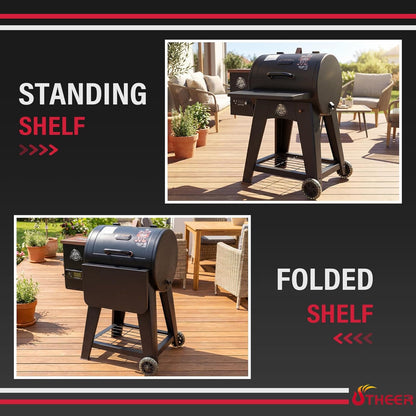 Upgraded Grill Table for Weber Kettle 22"/18"/26", Master Touch 22", Smokey Mountain, Recteq Pellet Grill RT-B380, Prep Station with Cutting Board, Basin, 4 Hooks, Shelf for Weber Kettle Accessories