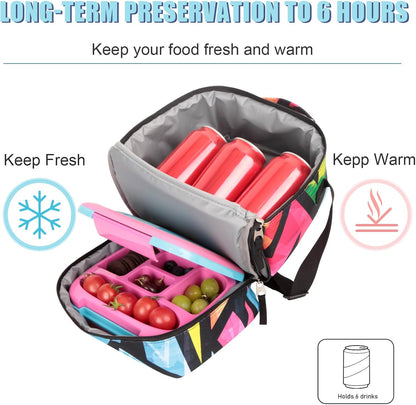 Tilami Lunch Bags Insulated Adjustable Strap Zipper, Two Compartments Cooler Bags, Bento Bags for Kids Toddlers (Blue)