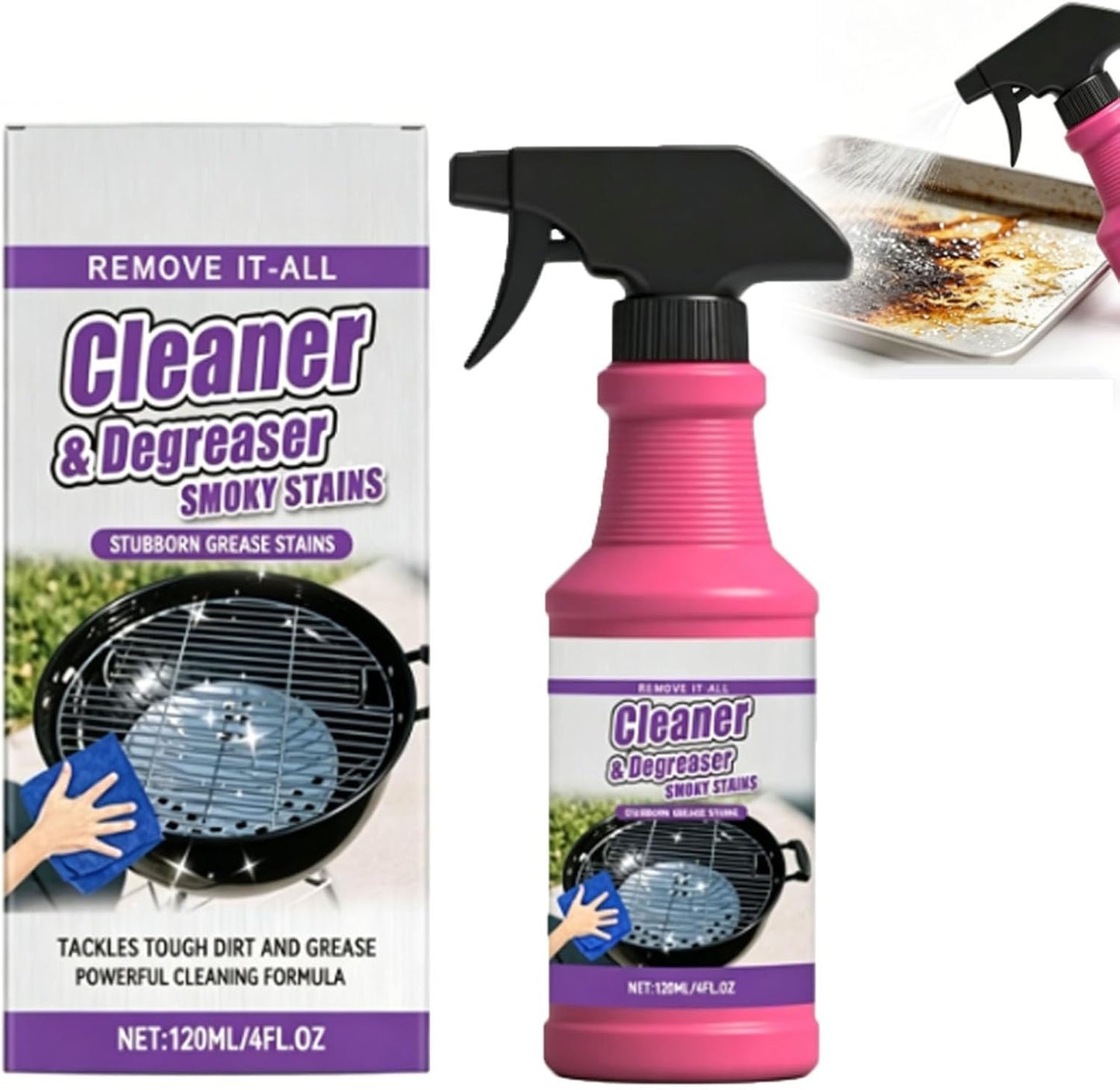 Fast-Acting Heavy-Duty Grill Degreaser Spray, Grill and Smoker Cleaner and Degreaser, BBQ Grill Cleaner, Grill Cleaner for Outdoor Grills, Heavy Duty Degreaser Cleaner Spray (1 PC)
