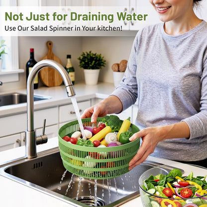 Salad Spinner, 5.3 QT Lettuce Spinner with Strainer & 4 Blades, Green