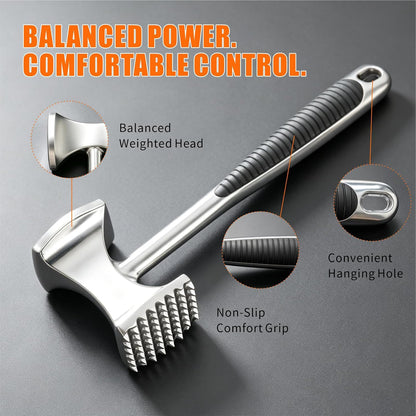 Meat Tenderizer Hammer, Dual-Sided Aluminum Alloy Mallet, Balanced Weight