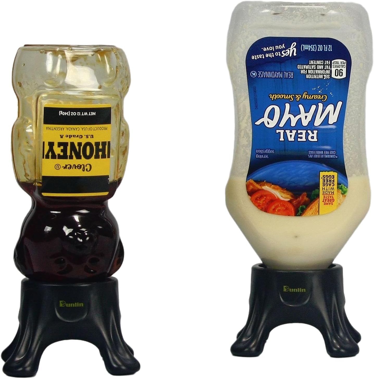Dunlin - Condiment Bottle Holder (CBH) Deluxe - 1 Small (CBH 500) and 1 Large (CBH 1000), Matte Black - Upside Down Bottle Emptying Holders