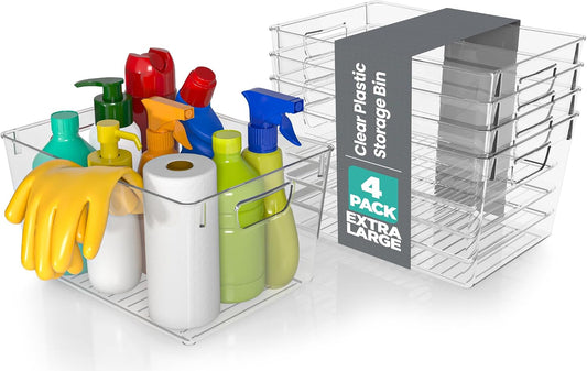 Utopia Kitchen Clear Pantry Organizers and Storage Bins 6 Pack, Large Clear Storage Bins for Pantry, Durable Freezer Organizer Bins With Handles for Organizing Fridge, Kitchen Organization