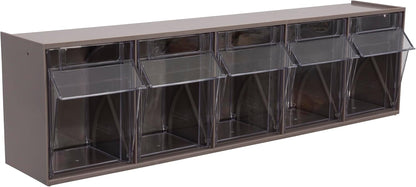 Akro-Mils TiltView Plastic Storage Cabinet with 6 Tilt Out Bins, Horizontal Organizer, Teacher Toolbox, and Office Supply Organizer, 23-5/8" W x 3-1/2" H x 3-3/4" D, Stone