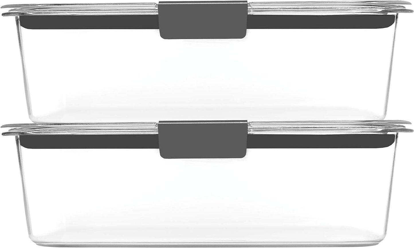 Rubbermaid Brilliance Meal Prep Containers, 2-Compartment Food Storage Containers, 2.85 Cup, 5-Pack, BPA-Free, Clear/Grey