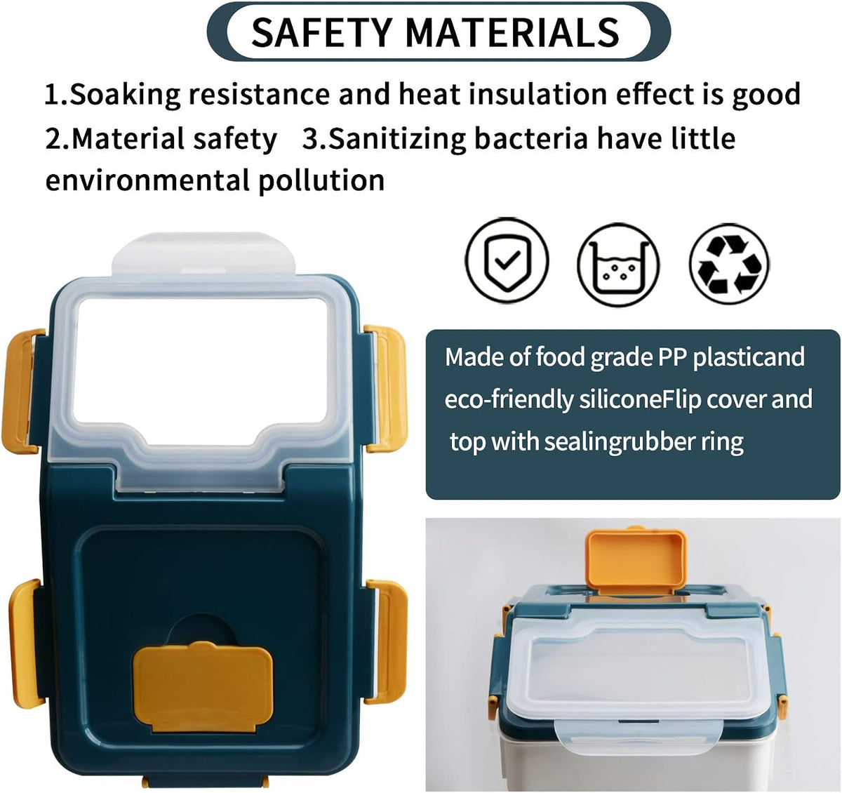 Large Flour Storage Container Bin 25lb, 2Pack Airtight Rice Storage Containers with Measuring Cup&Scoop, BPA Free with Wheels Seal Locking Lid for Flour, Rice, Grain (50LBS Total, Blue)