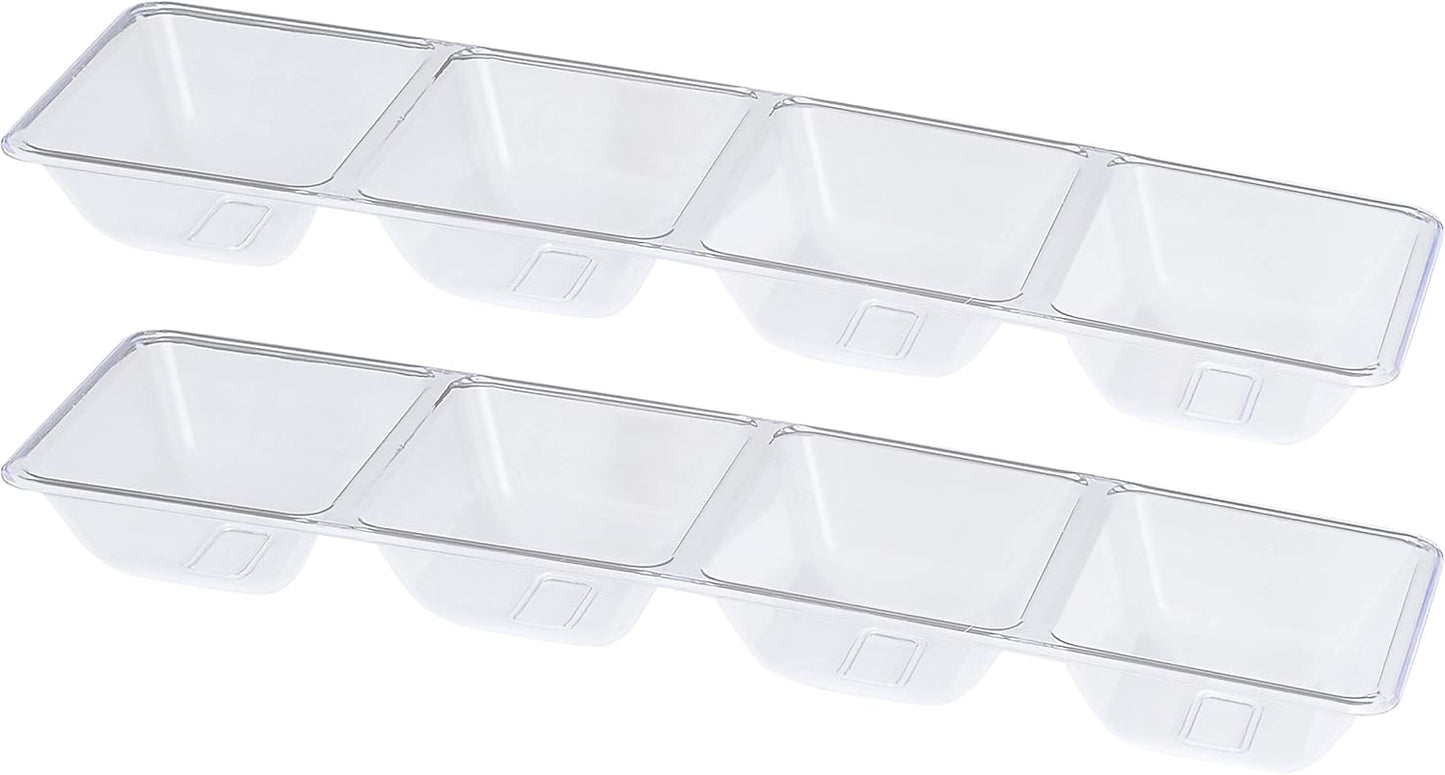 Plasticpro 4 Sectional Rectangle Plastic Serving Tray/Platter (2, Black)