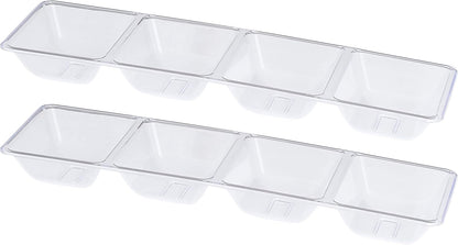 Plasticpro 4 Sectional Rectangle Plastic Serving Tray/Platter (2, Black)