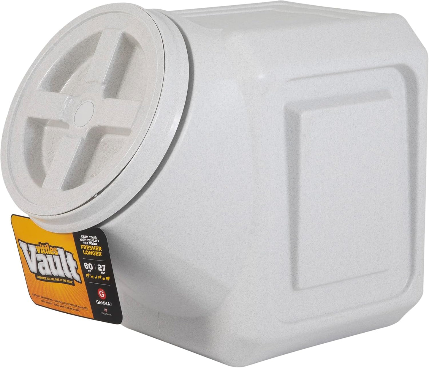 Vittles Vault Traditional Pet Food Storage Container For Dog Kibbles/Bird Seed/Oatmeal/Rice/Flour/Cereal, BPA Free Plastic, Sealed Airtight For Cat Food, Up To 30 lb, Made in USA, With Scoop, Gray