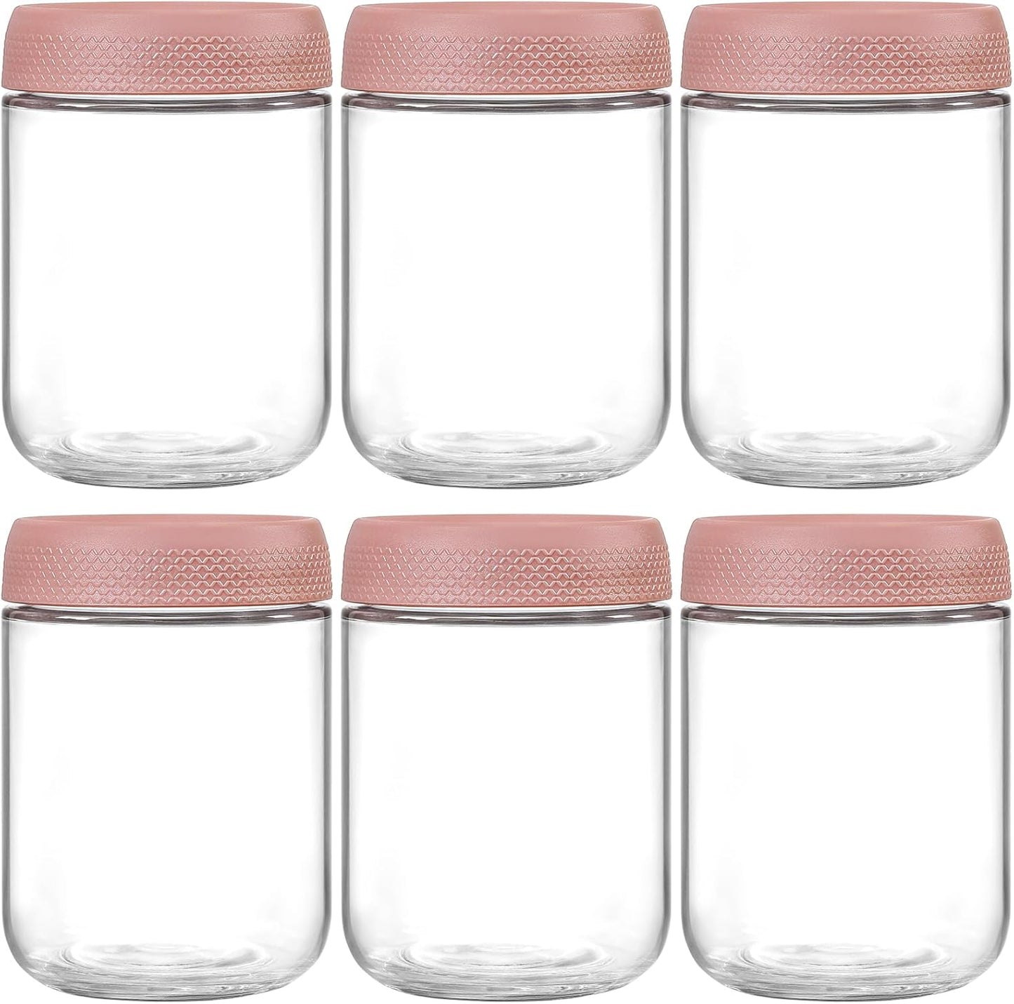 NETANY 6-pack 10oz Glass jars with Airtight Lids, Overnight Oats Containers with Lids, Wide mouth Mason Salad jars, Glass Food Storage Containers for Snacks Yogurt Spice Sugar
