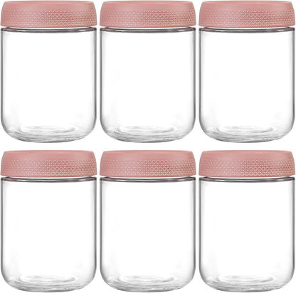 NETANY 6-pack 10oz Glass jars with Airtight Lids, Overnight Oats Containers with Lids, Wide mouth Mason Salad jars, Glass Food Storage Containers for Snacks Yogurt Spice Sugar