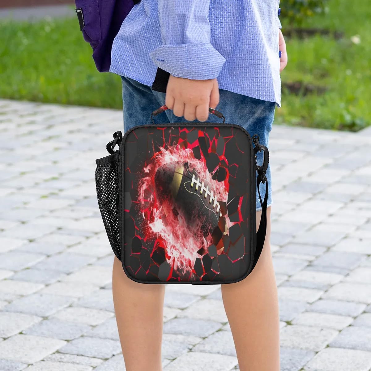 Insulated Lunch Box for Girls Kids Axolotl Lunch Bags Reusable Portable Lunchbox with Adjustable Shoulder Strap and Water Bottle Holder for Work School Travel