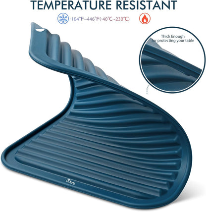 HOTEC 2-Pack Silicone Trivets, Classic Blue