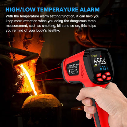 Infrared Thermometer Gun, Non Contact Digital Laser Thermometer Temperature Gun with Color LCD for Cooking, Home Repairs, Humidity Measurement, Adjustable Emissivity -58°F to 1472°F(-50~800°C)