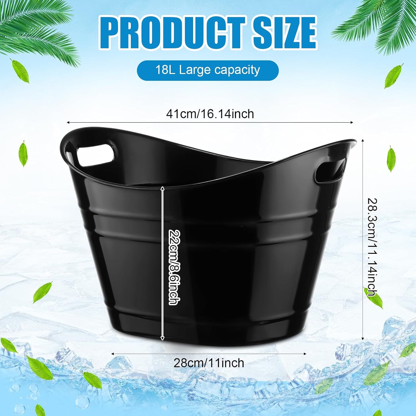 Patelai 6 Pcs Ice Buckets Bulk, Plastic Ice Buckets with Handles, Oval Storage Tub, Large Capacity Drink Tub for Party Bar Wine Beer Champagne Beverage Bottle Cooler(4.5 Liter,Clear)