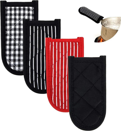 Patelai 4 Pcs Pot Handle Covers Heat Resistant Cast Iron,Black,Grey