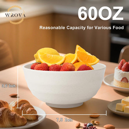 Wrova Wheat Straw Bowls for Kitchen set of 6,Anti-Scald Thick Soup Bowls 40oz,Microwave and Dishwasher Safe Bowl Sets, Unbreakable Cereal Bowl Sets. Vibrant Series