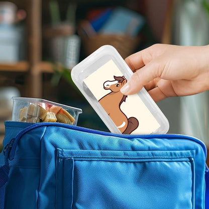 Stainless Steel Kids Silverware Set, Simple Horse Cartoon Utensil Set Reusable Children Safe Knife Spoon Fork Set With Storage Case Dishwasher Safe For Lunch, Travel Outdoors