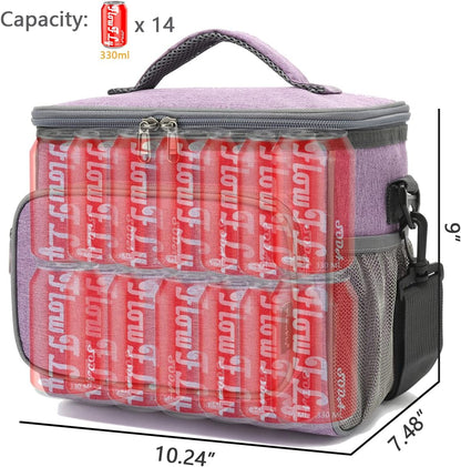 FlowFly Insulated Reusable Lunch Bag Adult Large Lunch Box for Women and Men with Adjustable Shoulder Strap,Front Zipper Pocket and Dual Large Mesh Side Pockets,Cherry - Colors B