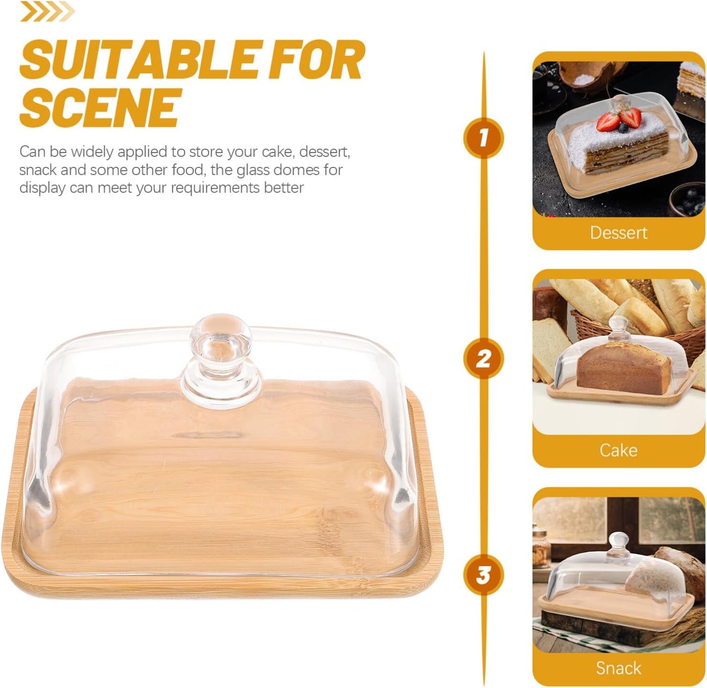 GANAZONO Cake Stand with Dome Cover Transparent Display for Desserts Cupcake Holder for Parties Weddings Picnics Glass Dome Cake Display Stand with Lid