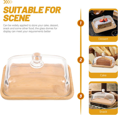 GANAZONO Cake Stand with Dome Cover Transparent Display for Desserts Cupcake Holder for Parties Weddings Picnics Glass Dome Cake Display Stand with Lid