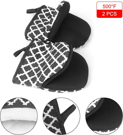 Goldmeet Mini Oven Mitts 2-Pack, 7"x5.5", 500°F Silicone Grip, Gray