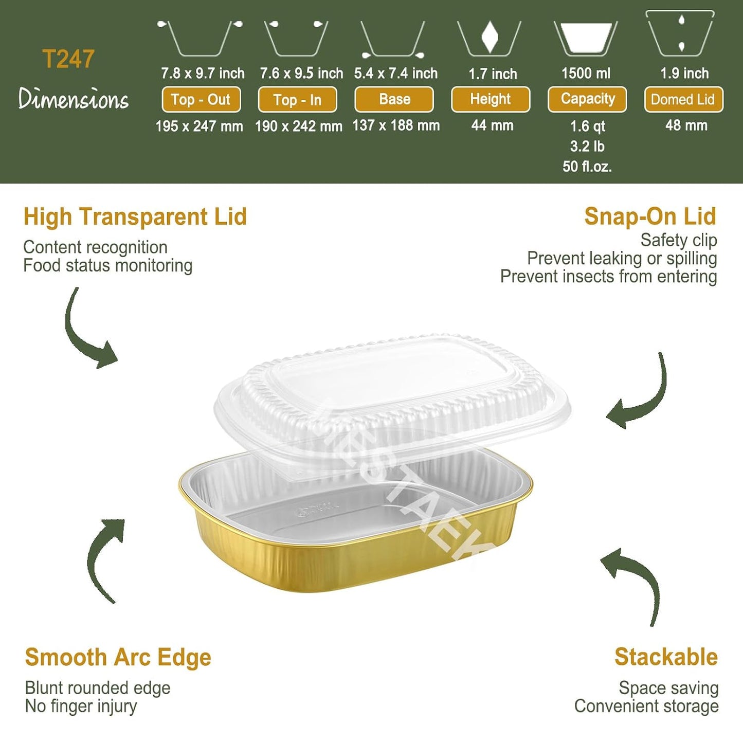 Oval Aluminum Foil Takeout Containers with Lids (5 Pack) – 2X Thicker Heavy Duty Black Food To-Go Trays for Restaurants, Delivery, Meal Prep & Food Service, 25oz