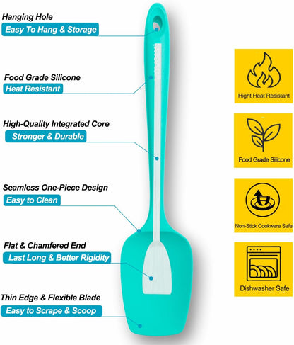Silicone Spatula Set, High Heat Resistan Rubber Spoon Spatula, Non-Stick Spoonula with Seamless One Piece Design, Flexible Scrapers Baking Mixing Tool,3 Pack, Black