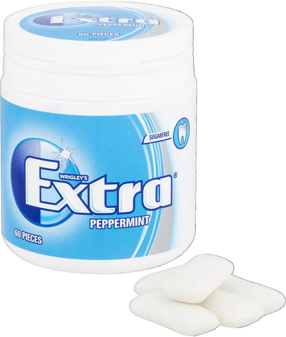 Extra White Chewing Gum Bottle, Sugar Free, Peppermint Flavour, 1 Bottle of 60 Pieces (Pack of 3)