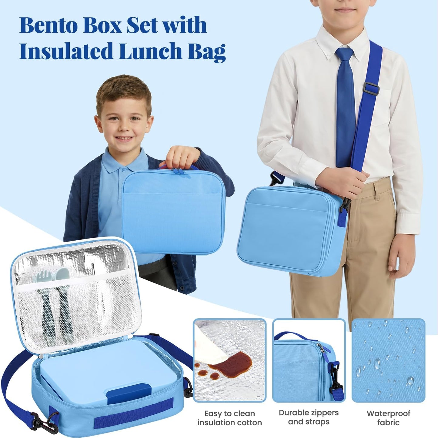 HWONMTE Bento Lunch Box Set for Kids with 9.5oz Soup Thermo Leak-Proof Lunch Food Container with Insulated Lunch Bag Hot Food Jar for Kid Toddler Girls Boys Teens to School,Travel (Green)
