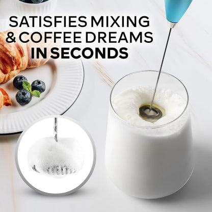 Zulay Kitchen Rechargeable Milk Frother Handheld - Frother Wand, Drink Mixer, Electric Whisk Frother, for Cappuccinos, Matcha & Protein Powder - Dynamic 3 Whisk, 3 Speed 500mAh Black - Colors D