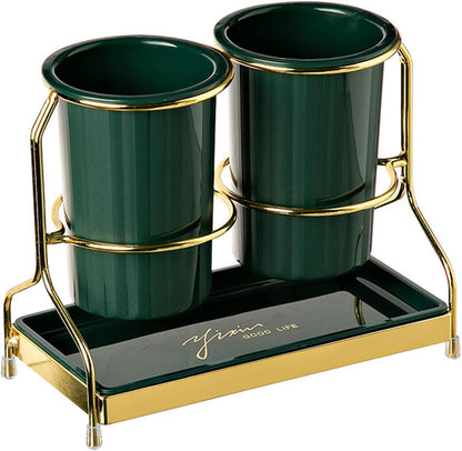 Dxcaicc 2-Piece Tableware Caddy with Metal Rack, Flatware Caddy and Cutlery Storage Organizer for Kitchen and Table