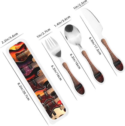 3-Piece Kids Silverware Set With Storage Case, Stainless Steel Reusable Children Safe Knife Spoon Fork Set Long Haired Dachshund Children Flatware Set For Kids Lunch Box