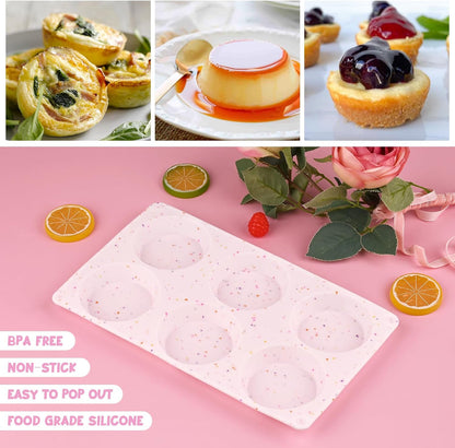 Sakolla 2 Pack Silicone Egg Bite Molds for Air Fryer, Nonstick 7 Cups Air Fryer Muffin Pan for Baking Egg Bite, Mini Muffins, Tart, Mini Cupcake and Quiche (Pink + Green)