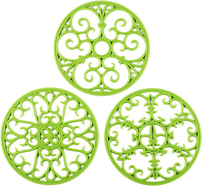 Silicone Trivet Mat - Hot Pot Holder Hot Pads for Table & Countertop - Teapot Trivet Kitchen Trivets - Non-Slip & Heat Resistant Modern Kitchen Hot Pads for Pots & Hot Dish Navy Blue Trivet Set of 3