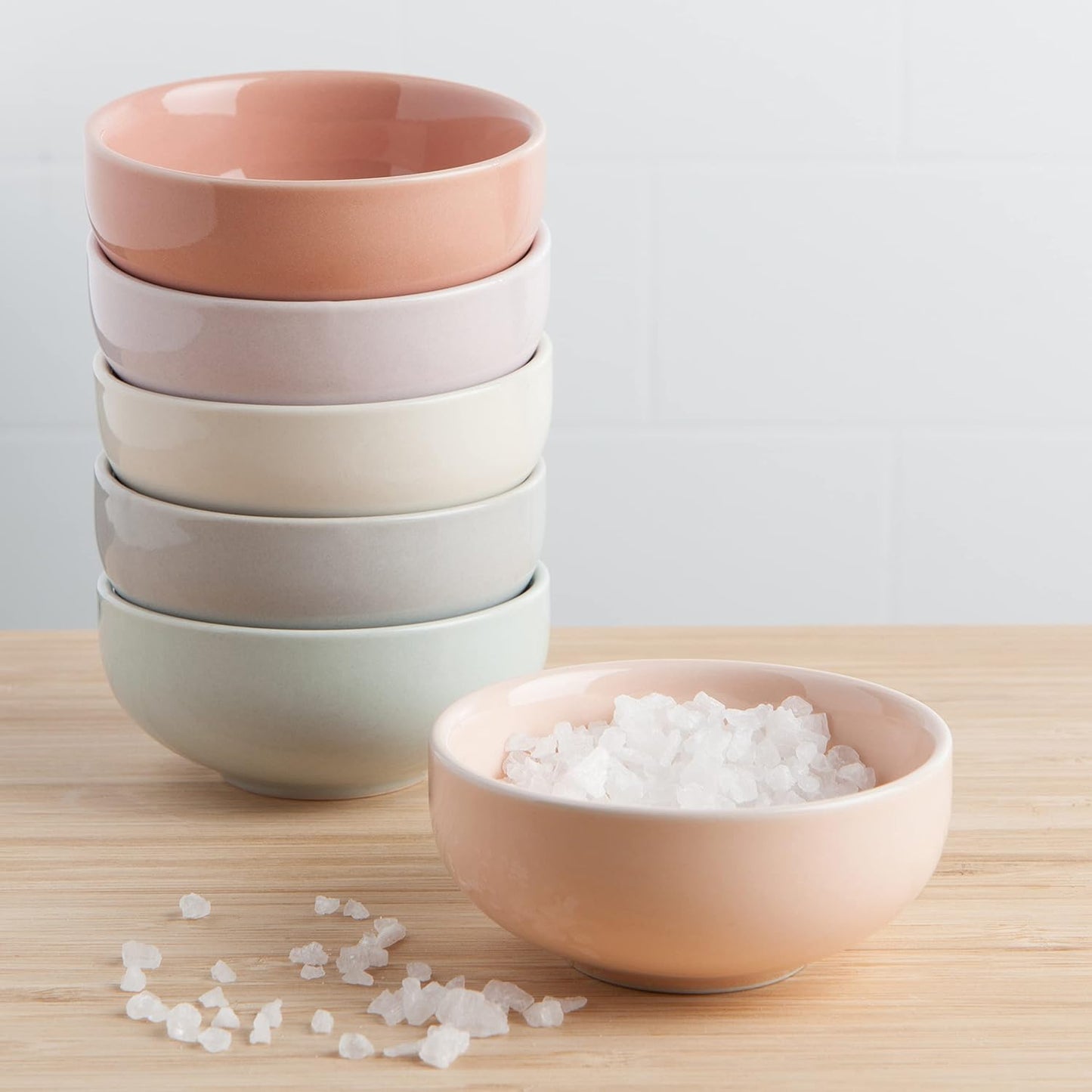 Now Designs Canyon Ceramic Pinch Bowl Set, Soy Sauce Dish, Set of 6, 2 oz